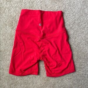 Lululemon Red High-Waisted Red Shorts